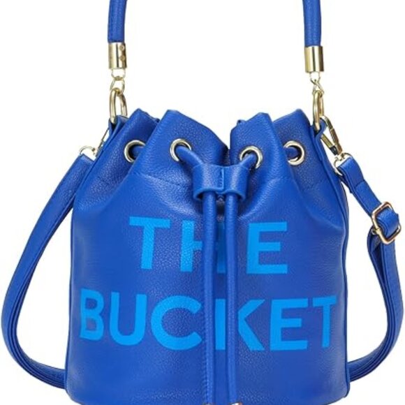 The Bucket Bag Leather Navy Blue #754 - Picture 1 of 2